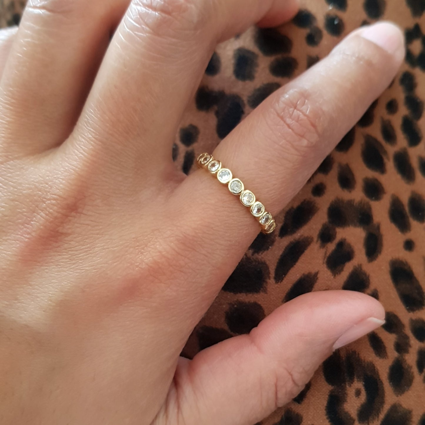 ANILLO CRISTAL BAÑO DE ORO