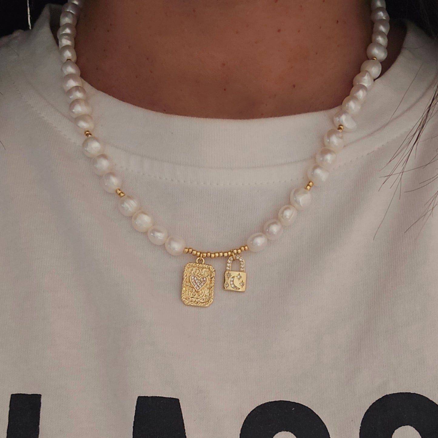 COLLAR PERLA BAÑO DE ORO