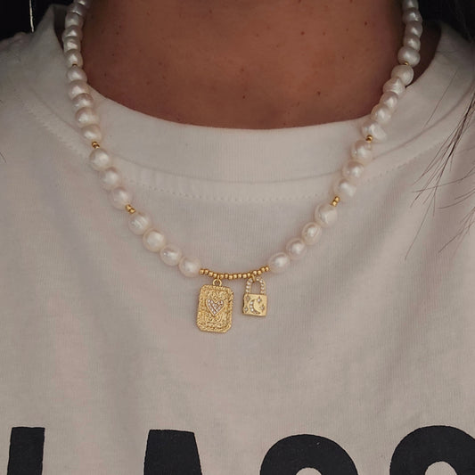 COLLAR PERLA BAÑO DE ORO