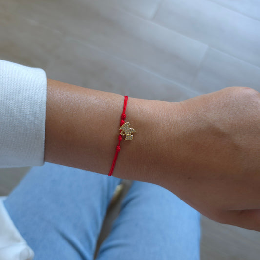 Pulsera Hilo Rojo Perrito Oro 18K Ajustable 🐾✨
