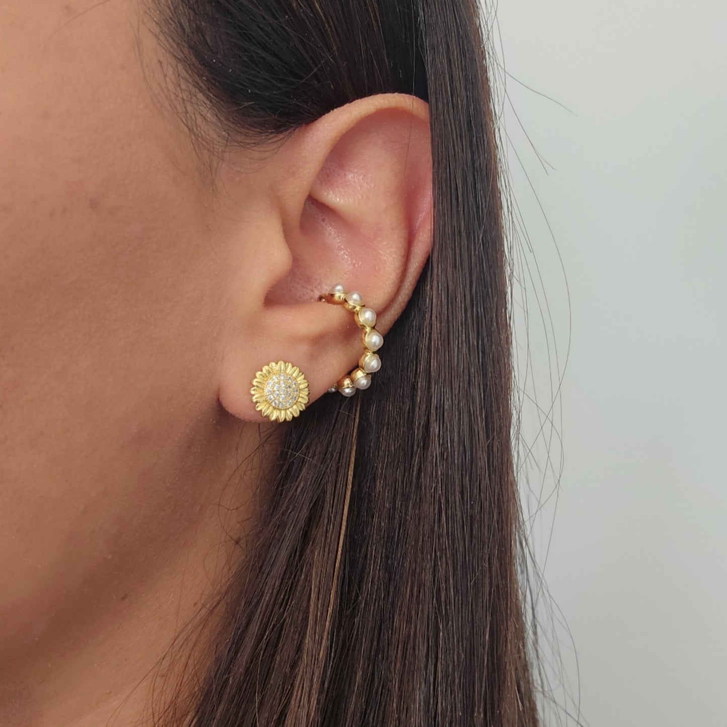 AROS GIRASOL ENCHAPADO EN ORO