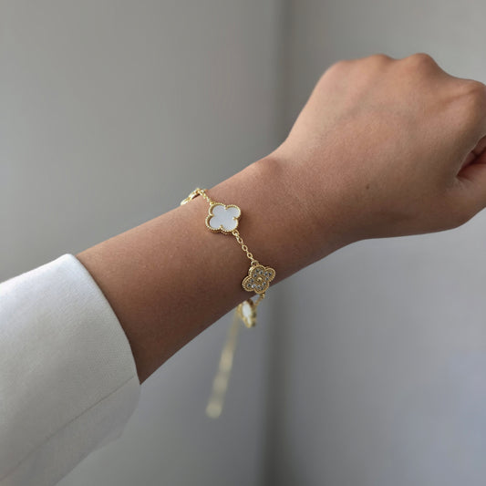 PULSERA TRÉBOL BAÑO DE ORO